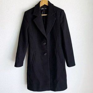 Zara Wool-Blend Midi Coat (Black)